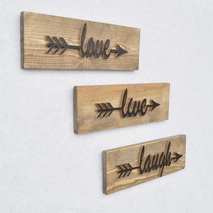 Nástenná drevená dekorácia LOVE LIVE LAUGH hnedá/čierna vyobraziť