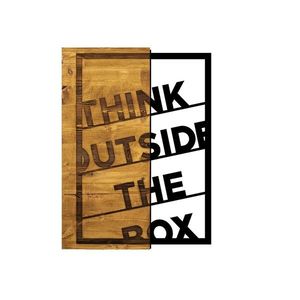 Nástenná drevená dekorácia THE BOX hnedá/čierna vyobraziť