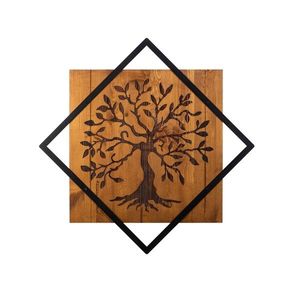 Nástenná drevená dekorácia TREE II hnedá/čierna vyobraziť