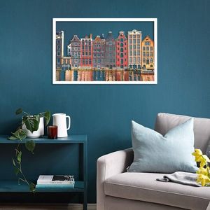 Nástenná kovová dekorácia Amsterdam Houses viacfarebná vyobraziť