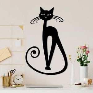 Nástenná kovová dekorácia Cat 6 čierna vyobraziť