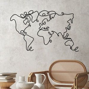 Nástenná kovová dekorácia Mapa sveta čierna vyobraziť