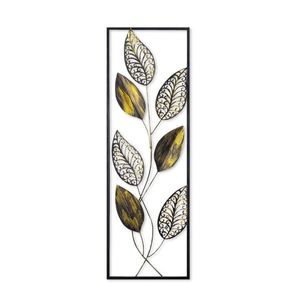 Nástenná kovová dekorácia LEAF čierna/zlatá vyobraziť