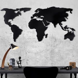 Nástenná kovová dekorácia Mapa sveta 60x120 cm čierna vyobraziť