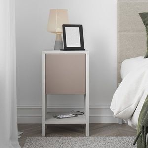 Nočný stolík Houseland EMA starobylá biela/mocha vyobraziť