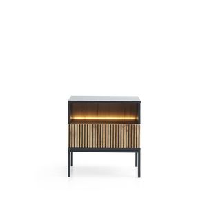 Nočný stolík Sento s LED osvetlením 54 cm dub wotan/čierny vyobraziť