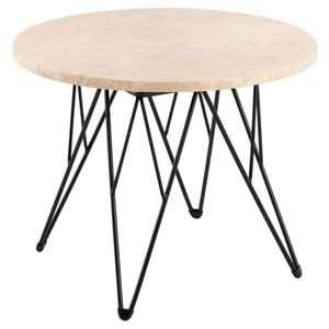 Odkladací stolík Prunus 55 cm béžový mramor/čierny vyobraziť