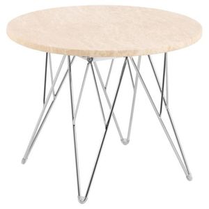 Odkladací stolík Prunus 55 cm béžový mramor/chróm vyobraziť