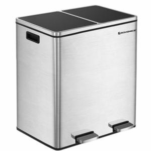 Odpadkový kôš s vekom JORDAN 2x30 l strieborný vyobraziť