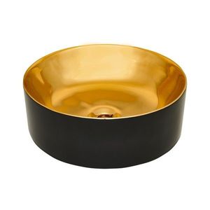 INVENA - Umývadlo na dosku KOS TREND 42 cm, kruhové čierna zlatá lesk CE-38-027-C vyobraziť