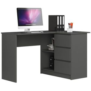 Rohový písací stôl B16 124 cm sivý pravý vyobraziť
