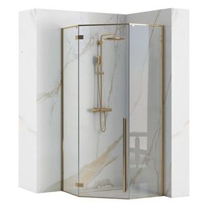 REA/S - Sprchovací kút DIAMOND 90x90 - zlatá + sprchova vanička Diamond, biela KPL-04904 vyobraziť