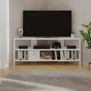 Rohový TV stolík Houseland Thales biely vyobraziť