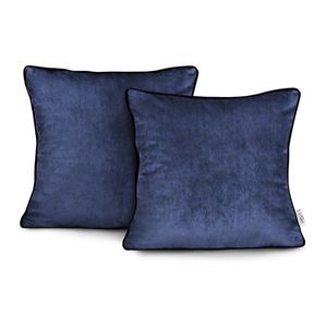Súprava 2 ks obliečok na vankúše AmeliaHome zamatové lemovanie 45x45 cm indigová vyobraziť