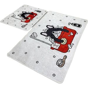 Súprava 2 kusov kúpeľňových predložiek Dogs Shower sivá vyobraziť