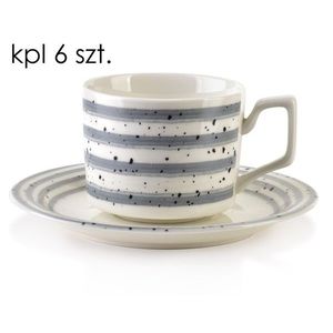 Súprava 6 ks šálok s podšálkou Radosť 210 ml biela/sivá vyobraziť