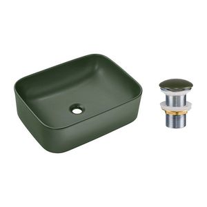 Súprava keramického umývadla na dosku a výpuste Kama 50 cm zelená vyobraziť