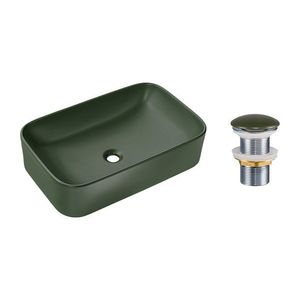 Súprava keramického umývadla na dosku a výpuste Kama 60 cm zelená vyobraziť