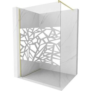 MEXEN/S - Kioto Sprchová zástena WALK-IN 80 x 200, biely vzor 8 mm, zlatá kartáčovaná 800-080-101-55-85 vyobraziť
