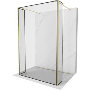 MEXEN/S - Kioto Sprchová zástena WALK-IN voľne stojaca 110 x 30 x 30, čierny vzor, zlatá 800-110-030-222-50-70-030 vyobraziť