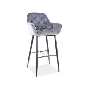Zamatová barová stolička CHERRY 105 cm sivá vyobraziť