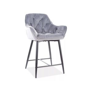 Zamatová barová stolička CHERRY 87 cm sivá vyobraziť