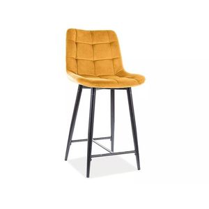 Zamatová barová stolička CHIC 90 cm horčicová vyobraziť