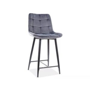 Zamatová barová stolička CHIC 90 cm sivá vyobraziť