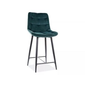 Zamatová barová stolička CHIC 90 cm tmavozelená vyobraziť