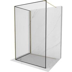 MEXEN/S - Kioto Sprchová zástena WALK-IN 110 x 110, čierny vzor, zlatá 800-110-212-50-70-110 vyobraziť