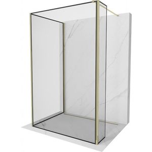 MEXEN/S - Kioto Sprchová zástena WALK-IN 90 x 90 x 30, čierny vzor, zlatá 800-090-090-221-50-70-030 vyobraziť
