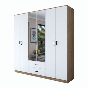 Šatníková skriňa BA 130 210 cm so zrkadlom orech/biela vyobraziť