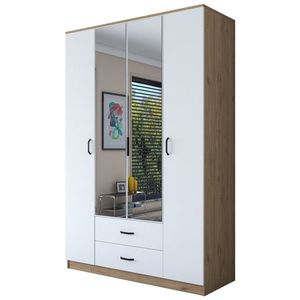 Šatníková skriňa BA 131 140 cm so zrkadlom orech/biela vyobraziť