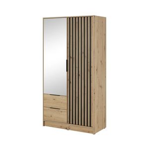 Šatníková skriňa Nelly 105 cm so zrkadlom dub artisan/čierna vyobraziť