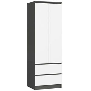 Šatníková skriňa STAR S 60 cm 2 dvere grafitovo šedá/biela vyobraziť