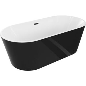 MEXEN/S - Luna vaňa voľne stojaca 180 x 80, biela/čierna, sifón a prepad čierna 52031808075-70 vyobraziť