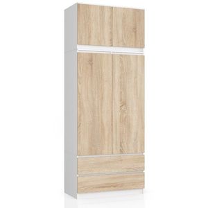 Šatníková skriňa s nadstavcom Star 90 cm biela/dub sonoma vyobraziť