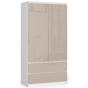 Šatníková skriňa Star 90 cm biela/cappuccino lesk vyobraziť