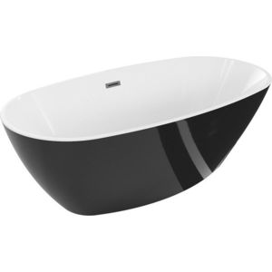 MEXEN/S - Eris voľne stojaca vaňa 155 x 80, biela/čierna, sifón a prepad grafit kartáčovaná 53441558075-66 vyobraziť