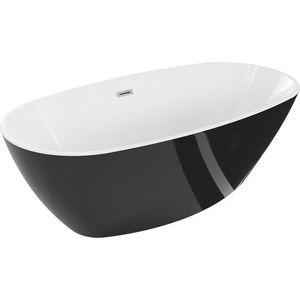 MEXEN/S - Eris voľne stojaca vaňa 180 x 80, biela/čierna, sifón a prepad nikel kartáčovaná 53441808075-97 vyobraziť