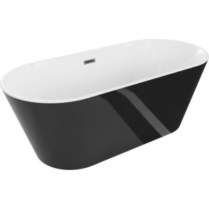 MEXEN/S - Flavia voľne stojaca vaňa 150 x 75, biela/čierna, sifón a prepad grafit kartáčovaná 54031507575-66 vyobraziť