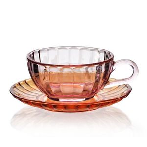 Sklenený hrnček s podšálkou VINI 210 ml oranžový/ružový vyobraziť