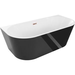 MEXEN/S - Oval vaňa voľne stojaca nástenná 150 x 75, biela/čierna, sifón a prepad ružové zlato 52671507575-60 vyobraziť