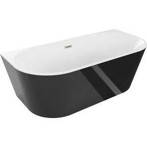 MEXEN/S - Oval vaňa voľne stojaca nástenná 170 x 80, biela/čierna, sifón a prepad nikel kartáčovaná 52671708075-97 vyobraziť