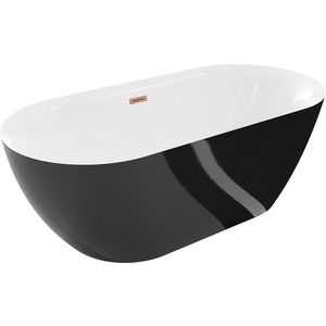 MEXEN/S - Roxy voľne stojaca vaňa 170 x 80, biela/čierna, sifón a prepad meď kartáčovaná 51201708075-65 vyobraziť