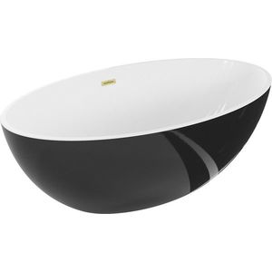 MEXEN/S - Nike voľne stojaca vaňa 175 x 100, biela/čierna, sifón a prepad meď kartáčovaná 54071751075-65 vyobraziť