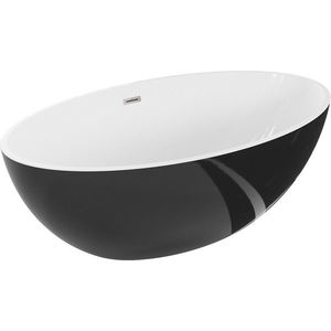 MEXEN/S - Nike voľne stojaca vaňa 175 x 100, biela/čierna, sifón a prepad nikel kartáčovaná 54071751075-97 vyobraziť