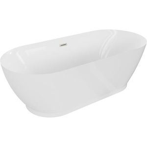 MEXEN/S - Roxy voľne stojaca vaňa 180 x 85, biela, sifón a prepad nikel kartáčovaná 51201808500-97 vyobraziť