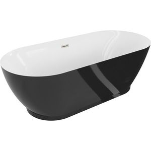 MEXEN/S - Roxy voľne stojaca vaňa 180 x 85, biela/čierna, sifón a prepad nikel kartáčovaná 51201808575-97 vyobraziť