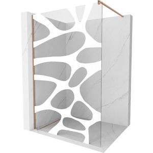 MEXEN/S - Kioto Sprchová zástena Walk-in 80 x 200, biely vzor 8 mm, meď kartáčovaná 800-080-101-65-97 vyobraziť
